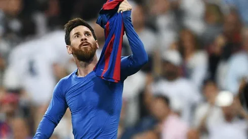 Messi comemorando gol contra o Real Madrid no Santiago Bernabéu (Foto: Getty Images)