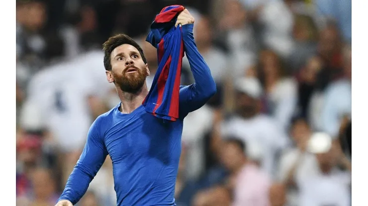 Messi comemorando gol contra o Real Madrid no Santiago Bernabéu (Foto: Getty Images)