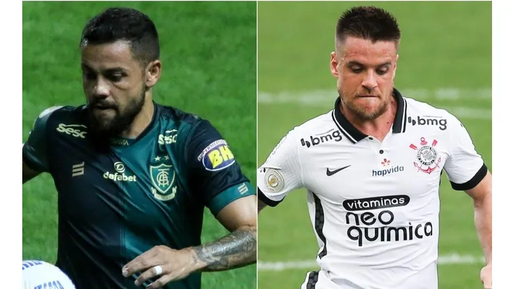 América-MG e Corinthians se enfrentam neste domingo (Foto: Fernando Moreno/AGIF e Getty Images)