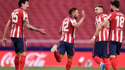 Jogadores de Atlético de Madri, em partida do Campeonato Espanhol (Foto: Getty Images)