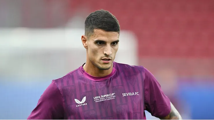 Lamela em ação durante treinamento do Sevilla (ESP). Foto: Claudio Villa/Getty Images
