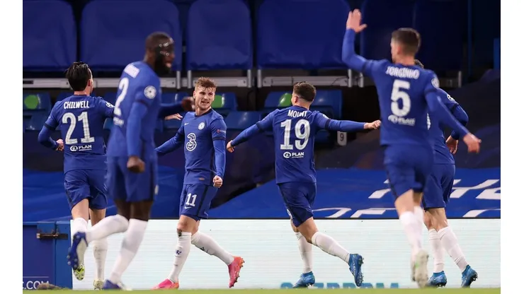 Jogadores do Chelsea comemoram o gol de Timo Werner (Foto: Getty Images)