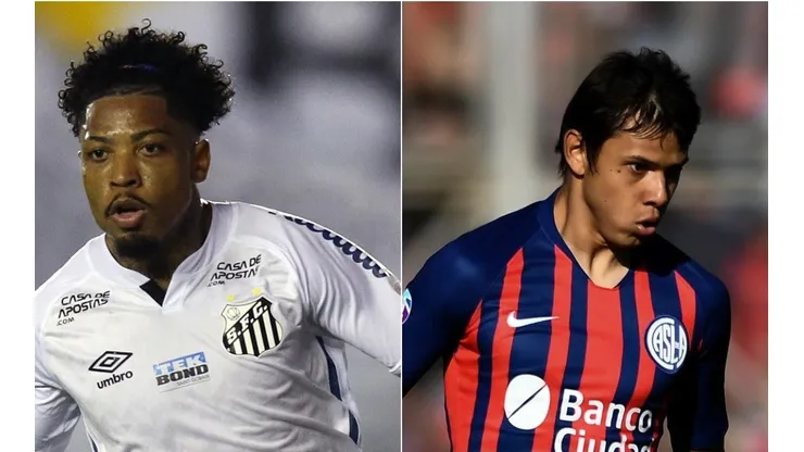 Marinho, do Santos, e Ángel Romero, do San Lorenzo (Foto: Getty Images)
