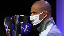 Felipe Melo concede coletiva de imprensa virtual, no Estádio Mané Garrincha, em Brasília. (Foto: Cesar Greco - Sociedade Esportiva Palmeiras))