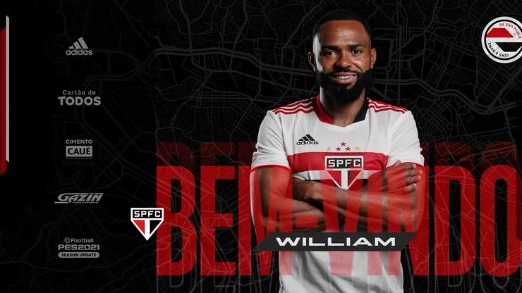 São Paulo anuncia a contratação de Willian. (Foto: Reprodução Twitter São Paulo)