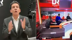 Carlos Orduz foi atingido por parte do cenário na ESPN colombiana