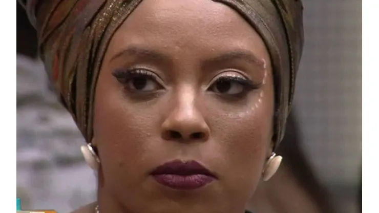 Lumena Aleluia durante o programa de ontem (03), que a eliminou do BBB 21