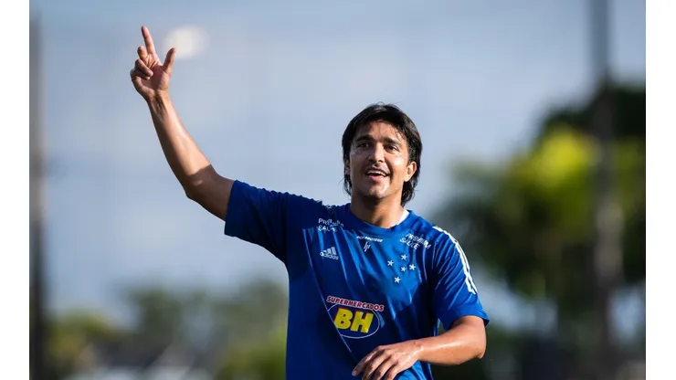Moreno durante treinamento na Raposa — Foto: Bruno Haddad/ Cruzeiro