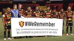Equipe entrou em campo com faixa #WEREMEMBER (Crédito: twitter do Sport Club Recife)
