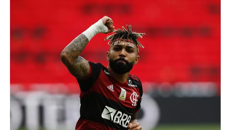 Gabigol comemorando gol pelo Mengão — Foto: Getty Images