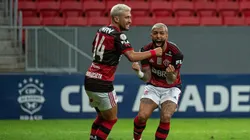 Gabigol e Arrasca — Foto: Alexandre Vidal / Flamengo