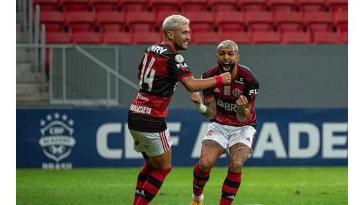 Gabigol e Arrasca — Foto: Alexandre Vidal / Flamengo