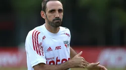 Juanfran não estava em campo diante do Bragantino - Foto: Rubens Chiri/SPFC.