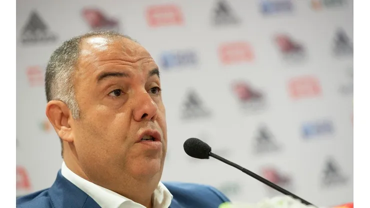 Braz durante coletiva — Foto: Alexandre Vidal / Flamengo