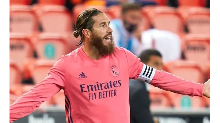 Sergio Ramos em ação pelo Madrid — Foto: Getty Images