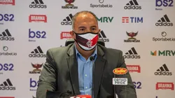 Braz em coletiva no Mengão — Foto: Alexandre Vidal / Flamengo