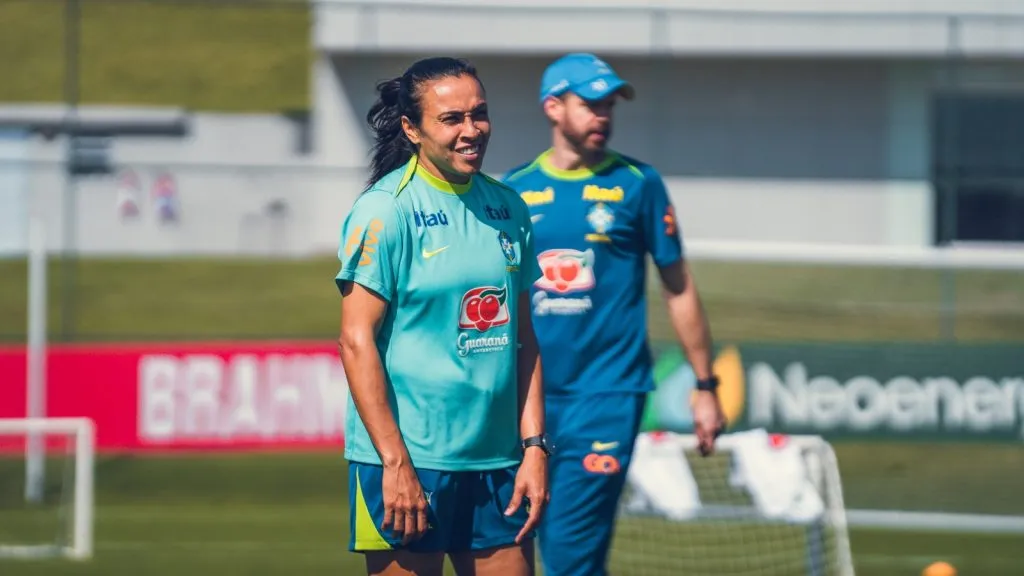 Marta em treino da Seleção Brasileira. Divulgação/Fabio Souza/CBF.