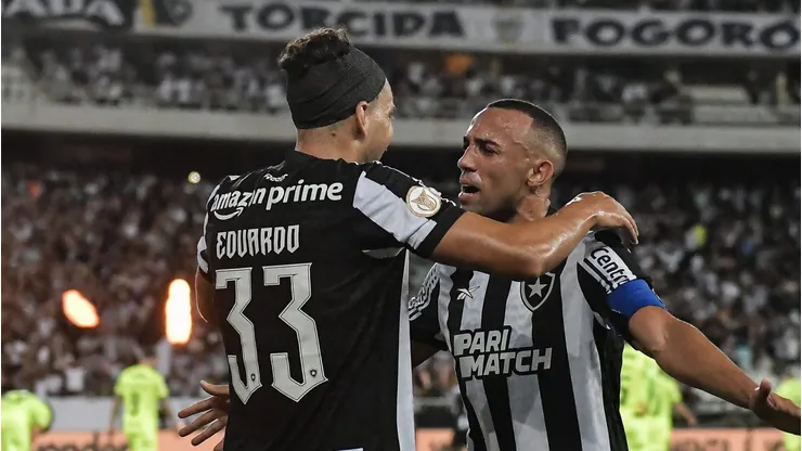 Eduardo comemora seu gol pelo Botafogo diante do Palmeiras. Foto: Thiago Ribeiro/AGIF