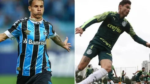Montagem/Fotos: Lucas Uebel/Grêmio/Divulgação e Cesar Greco/Palmeiras/Divulgação