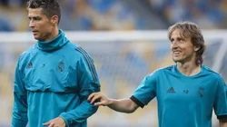 Cristiano e Modric durante treino no Real.