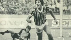 Jogo mais importante: Renato Portaluppi vibra com gol marcado contra o Hamburgo em 1983 (Foto: Acervo Grêmio/Divulgação)