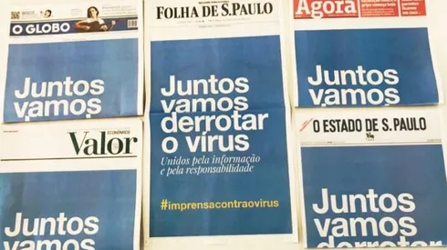 Jornais brasileiros unificam capas contra o coronavírus - (Foto: Reprodução)