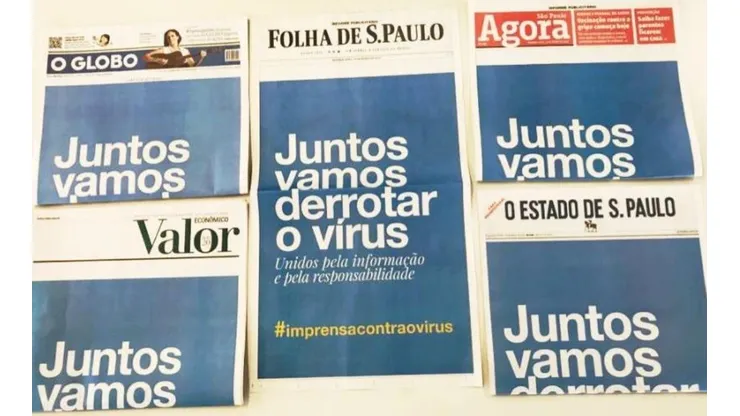 Jornais brasileiros unificam capas contra o coronavírus - (Foto: Reprodução)