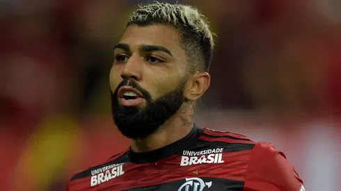 Gabigol comemorando gol pelo Flamengo em partida contra a LDU-EQU, no Maracanã, pela Copa Libertadores da América de 2019, no dia 13/03.