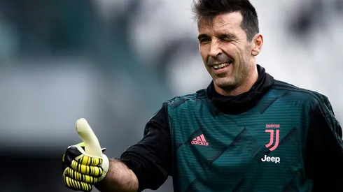Gianluigi Buffon of Juventus FC gestures during warm up