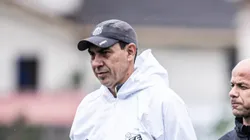 Carille e Léo durante treino do Peixe. Foto: Raul Baretta/ Santos FC.