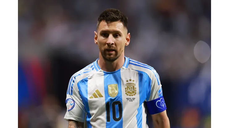 ATLANTA, GEORGIA - JUNE 20: Lionel Messi of Argentina looks on during the CONMEBOL Copa America group A match between Argentina and Canada at Mercedes-Benz Stadium on June 20, 2024 in Atlanta, Georgia. (Photo by Hector Vivas/Getty Images)