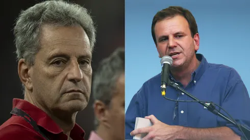 Rodolfo Landim, presidente do Flamengo, e Eduardo Paes, prefeito do Rio de Janeiro. Foto Landim: Jorge Rodrigues/AGIF. Foto Eduardo Paes: Mario Tama/Getty Images.