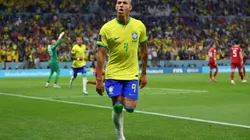 LUSAIL CITY, QATAR - NOVEMBER 24: Richarlison of Brazil celebrates after scoring their team's first goal during the FIFA World Cup Qatar 2022 Group G match between Brazil and Serbia at Lusail Stadium on November 24, 2022 in Lusail City, Qatar. (Photo by Justin Setterfield/Getty Images)