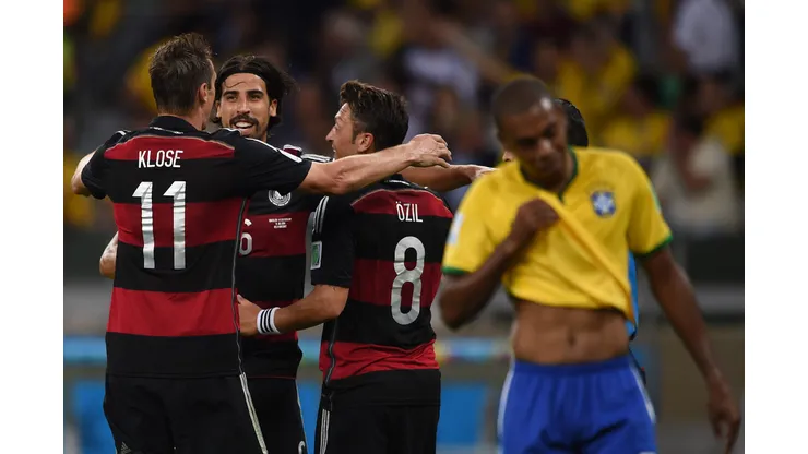 Jogadores da Alemanha de Neuer comemora gol durante partida contra o Brasil. Foto: Rubens Souza/AGIF