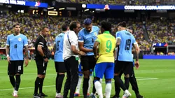LAS VEGAS, NEVADA - JULY 06: Ronald Araujo of Uruguay leaves the pitch after suffering an injury during the CONMEBOL Copa America 2024 quarter-final match between Uruguay and Brazil at Allegiant Stadium on July 06, 2024 in Las Vegas, Nevada. (Photo by Candice Ward/Getty Images)