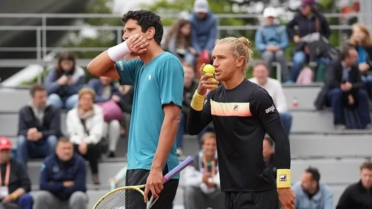 Marcelo Melo e Rafa Matos em Roland Garros deste ano. Reprodução/Instagram oficial de Rafael Matos