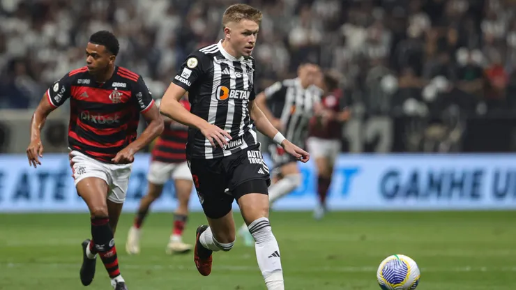Bruno Fuchs jogador do Atletico-MG durante partida contra o Flamengo no estadio Arena MRV pelo campeonato Brasileiro A 2024. Foto: Gilson Lobo/AGIF