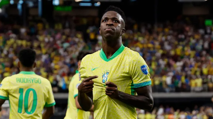 Vini Jr foi um dos grande sdestaques na goleada contra o Paraguai. Kevork Djansezian/Getty Images.