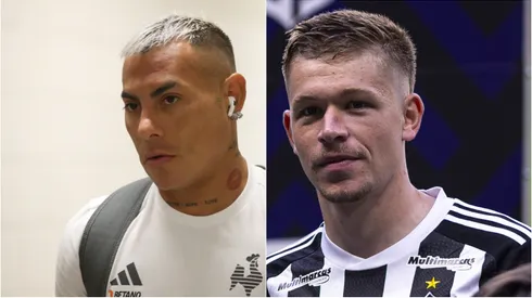 Vargas e Fuchs do Atlético. Foto: Marlon Costa/Alessandra Torres/AGIF