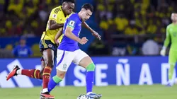 Brasil e Colômbia se enfrentando pelas Eliminatórias para a Copa do Mundo de 2026. Foto: Gabriel Aponte/Getty Images.