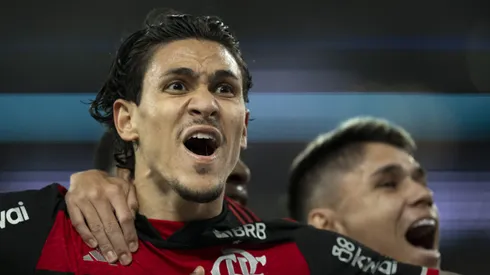 Pedro comemorando gol marcado contra o Cruzeiro