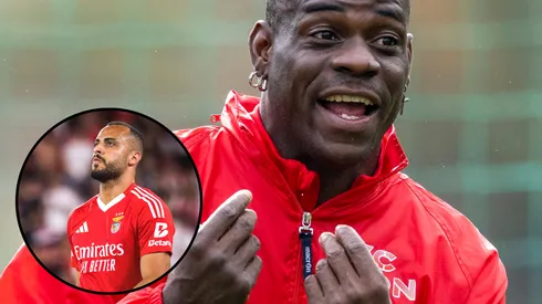 Mario Balotelli, pelo FC Sion, e Arthur Cabral, pelo Benfica. Fotos: IMAGO – David Inderlied/Kirchner-Media e Henrique Casinhas/ZUMA Press Wir