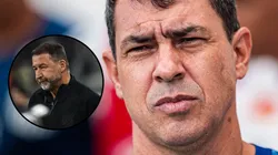 Augusto Melo e Fábio Carille, por Corinthians e Santos. Fotos: IMAGO - Roberto Casimiro/SPP e Anderson Lira/Fotoarena