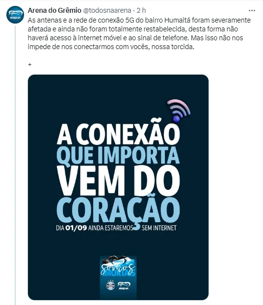 Post que gerou críticas da torcida do Grêmio (Foto: Reprodução / X)