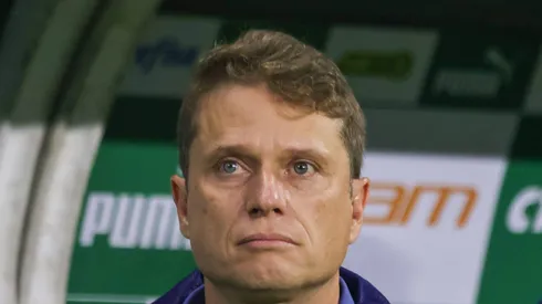 Fernando Seabra durante jogo contra o Palmeiras. Técnico é mantido no Alviceleste.