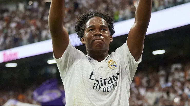 August 25, 2024, Madrid, Madrid, Spain: Endrick Felipe Moreira of Real Madrid CF celebrates after scoring a goal during La Liga football match between Real Madrid CF v Real Valladolid at Santiago Bernabeu Stadium in Madrid, Spain, August 25, 2024 Madrid Spain - ZUMAa206 20240825_zsp_a206_100 Copyright: xRubenxAlbarranx