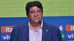 Ednaldo Rodrigues, presidente da CBF, durante a convocação de Dorival Júnior pela Seleção Brasileira para a Copa América, no Rio de Janeiro, no dia 10/05/2024. Foto: Saulo Angelo