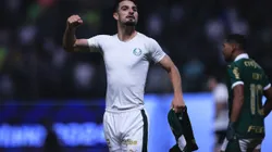 Flaco Lopez jogador do Palmeiras comemora seu gol durante partida contra o São Paulo. Foto: Ettore Chiereguini/AGIF