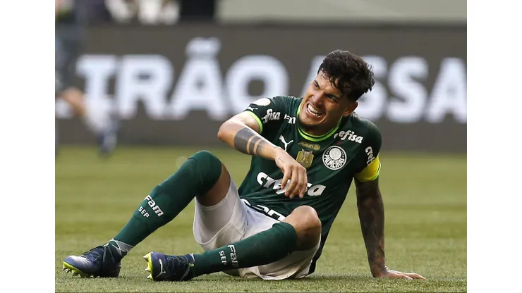 SAO PAULO, BRAZIL - DECEMBER 03: Gustavo Gomez of Palmeiras celebrates after winning a match between Palmeiras and Fluminense as part of Brasileirao Series A 2023 at Allianz Parque on December 03, 2023 in Sao Paulo, Brazil. (Photo by Ricardo Moreira/Getty Images)
