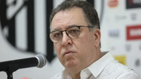 Marcelo Teixeira, presidente do Santos, em entrevista coletiva no CT Rei Pelé, no dia 21/06/2024.